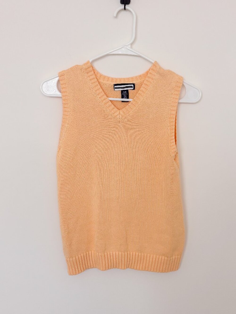 Butter Yellow Lands End Knit Sweater Vest Kids M 10-12 VNeck Preppy Grandpa Core